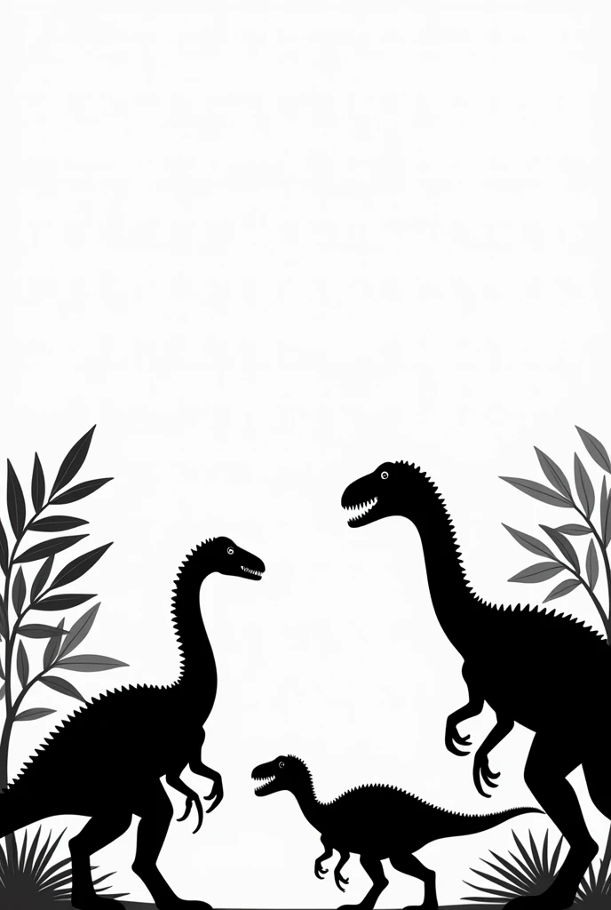 generate me a coloring image of dinosaur shadows for children from  remembering black and white,  remembering that the background of the image is completely white, the drawing must be completely without writing