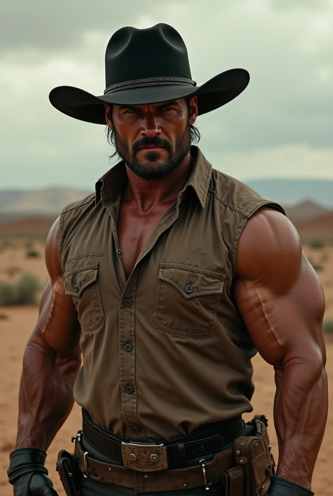Muscular man in black hat with sweaty shirt 