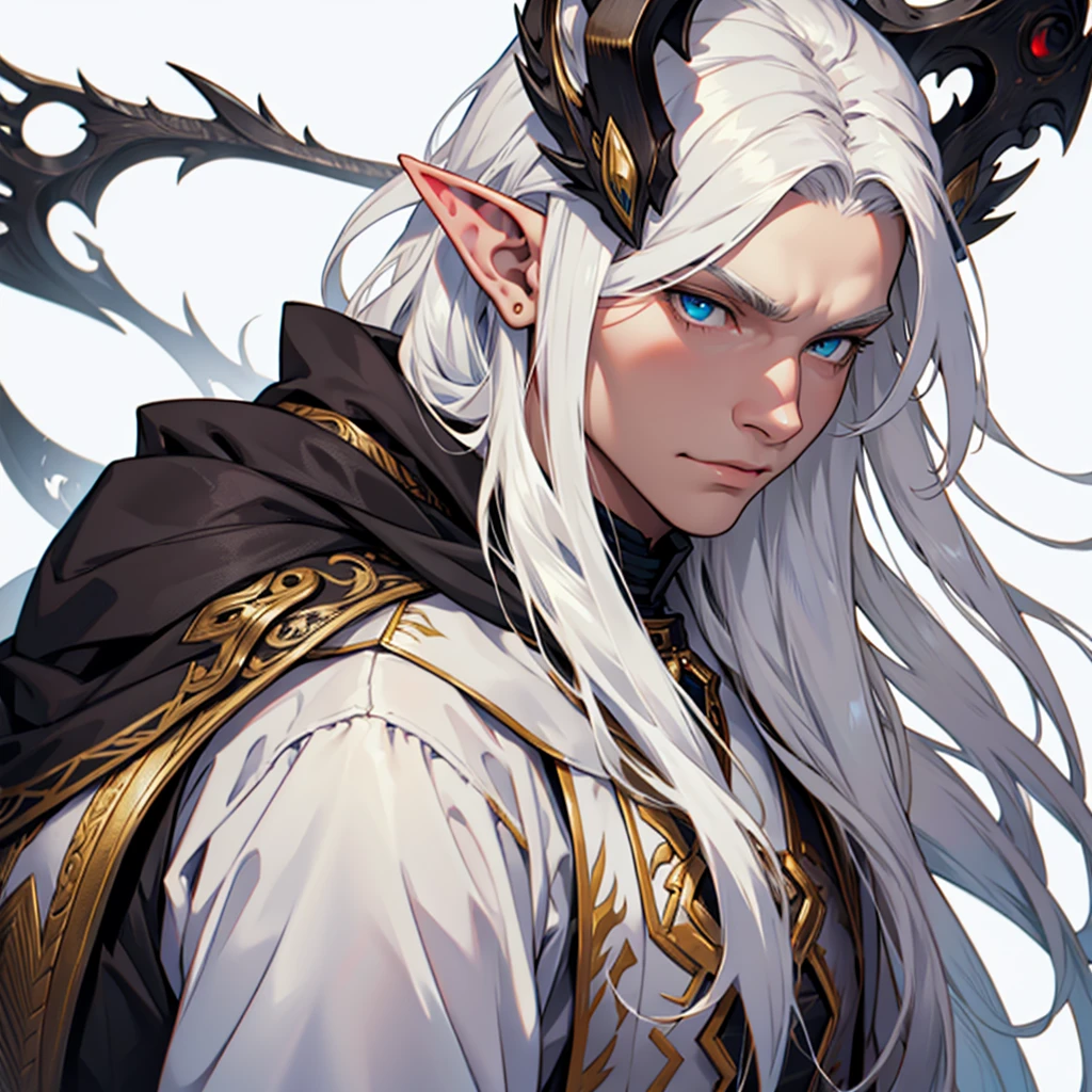 like a man, Elf Man, albino, long hair, White background