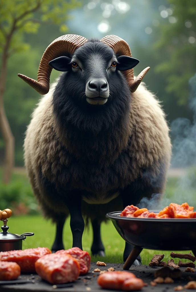 Valais Blacknose
كبير جدا وصخم يشوي اللحم في الحديقه realistic, real, high resolution detail, full photo like rea