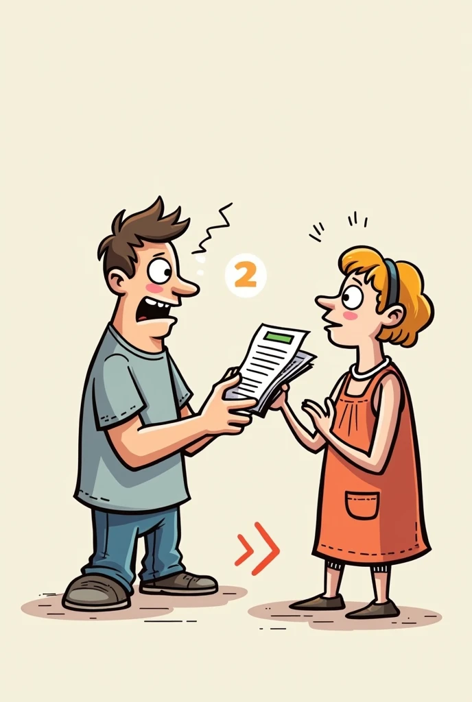 An image of a person handing over a payment with an arrow showing an amount greater than the minimum required on a bill or statement.(that the drawing style is comic-like)