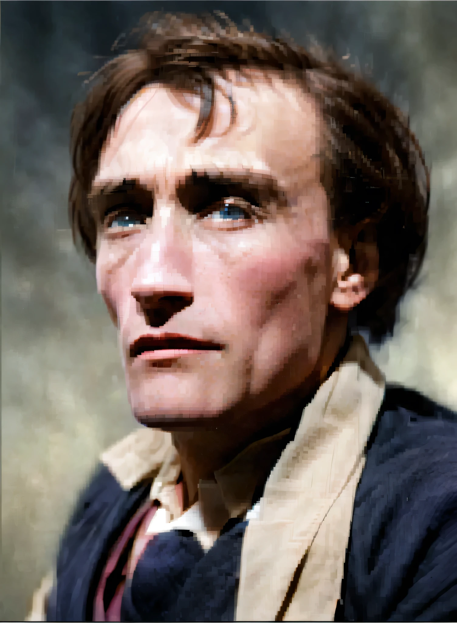 Paris in the 2020s、Full-body oil portrait of Artaud singing, 