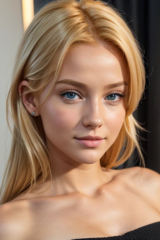 une jeune belle fille blonde avec des cheuveux roux qui regarde droit dans le camera hyper realiste
