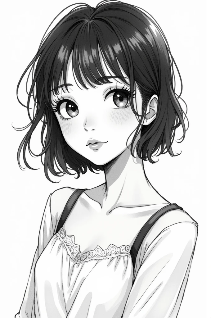 Asian female artist pfp illustration black ink on white background cute advance manga hand drawn
