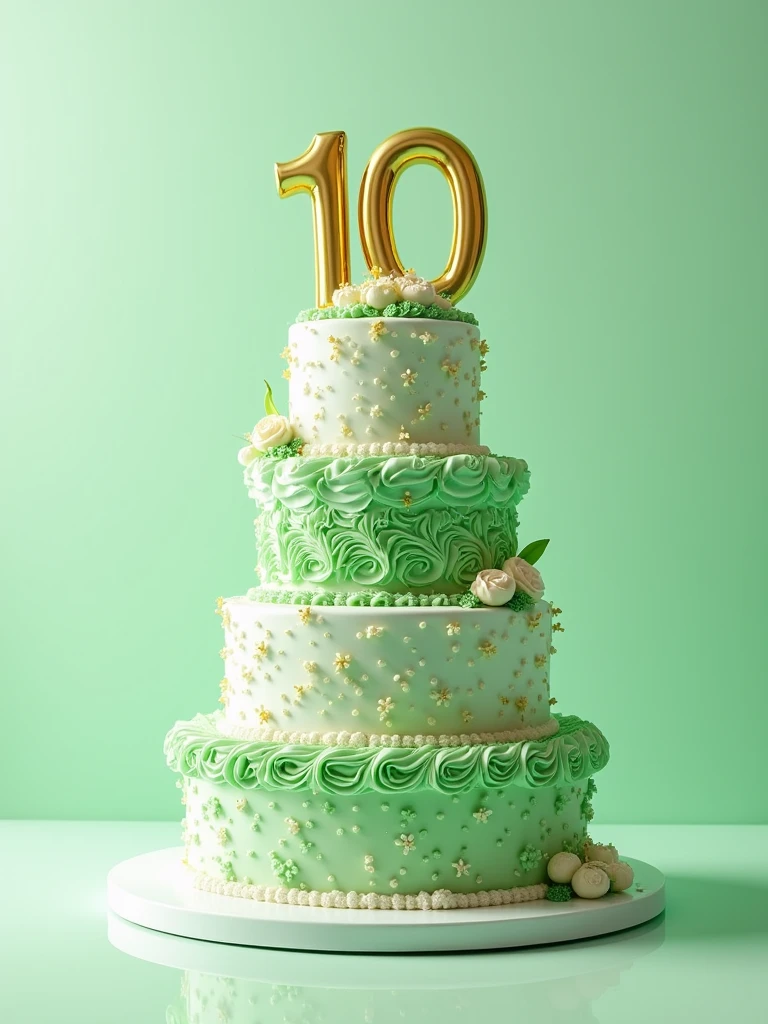 birthday cake in green and white colors with 110 written on it