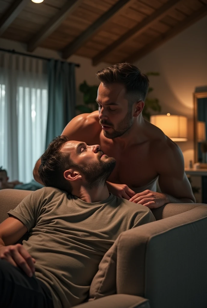 Chris evans sucking another mans willy on the couch. Realistic 4k Realism giant size difference head reaching on the ceiling