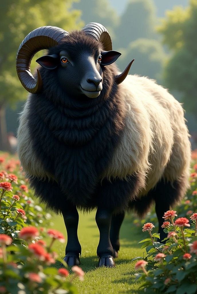 Valais Blacknose
  واقف كبير جدا وصخم يشوي اللحم في الحديقه ‏realistic, real, high resolution detail, full photo like rea