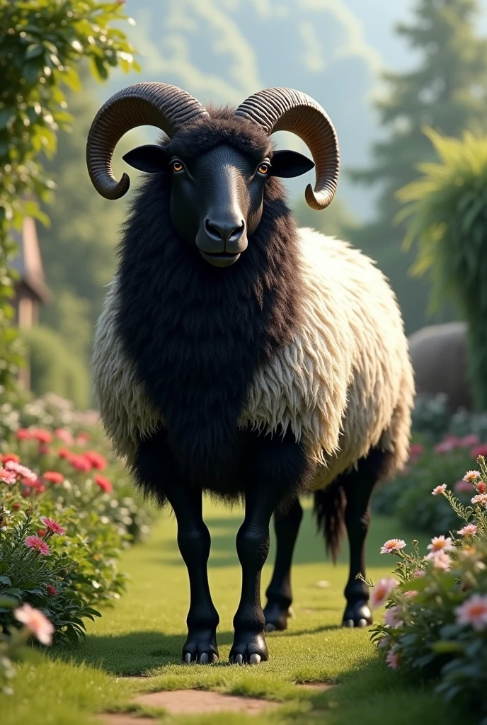 Valais Blacknose
  واقف كبير جدا وصخم يشوي اللحم في الحديقه ‏realistic, real, high resolution detail, full photo like rea