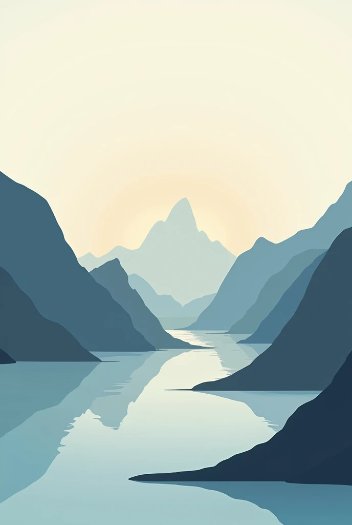 Geometric minimalist sea and mountain landscape 