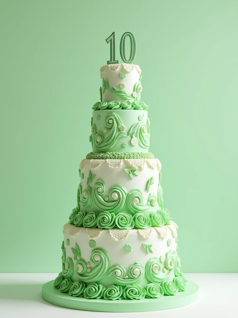 birthday cake in green and white colors with 110 written on it
