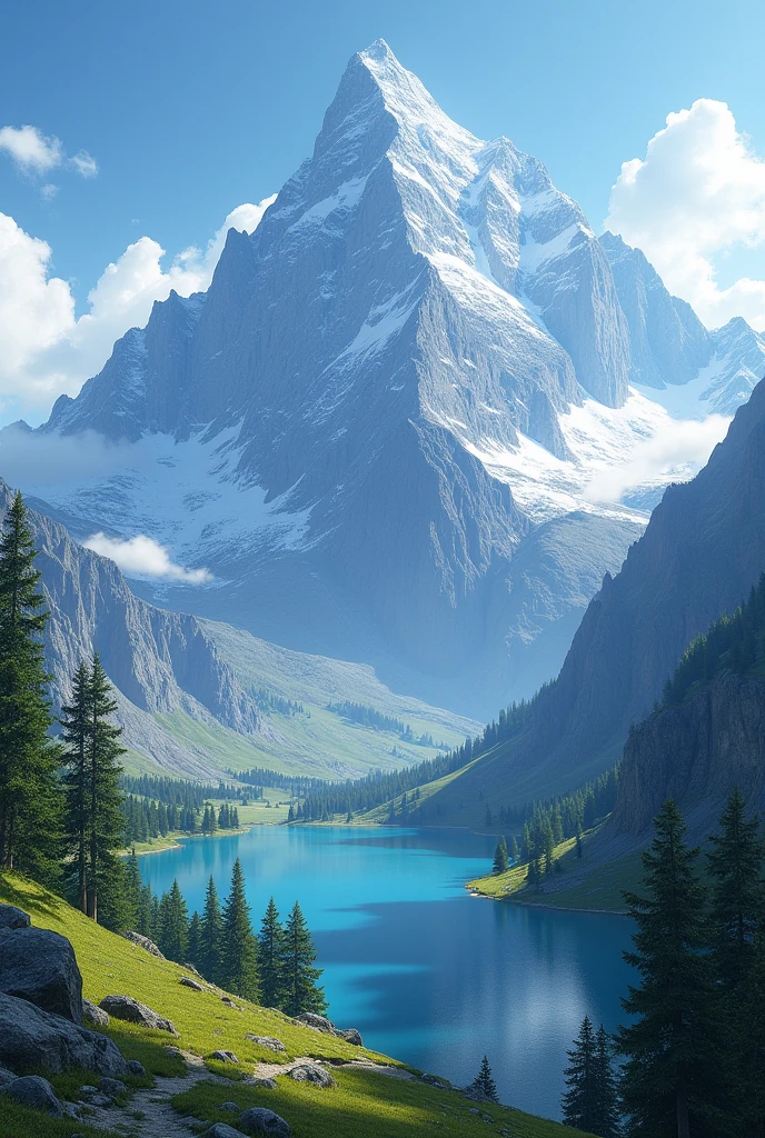 Create a beautiful realistic mountains