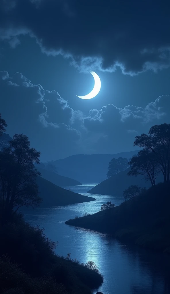 well night scene moon rising