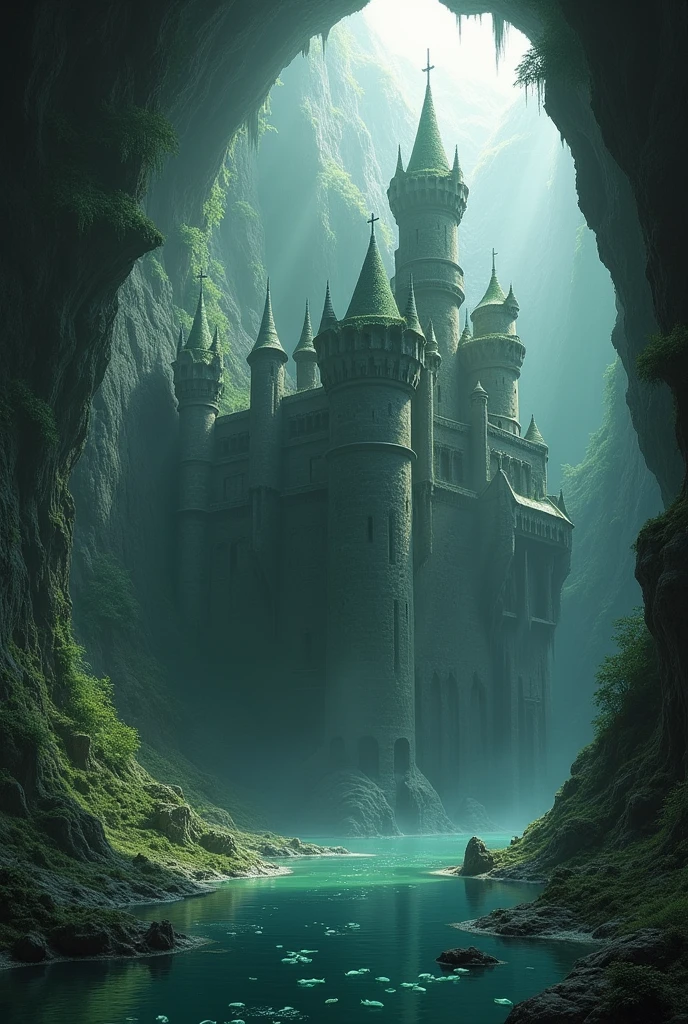 A castle, sunken, underground