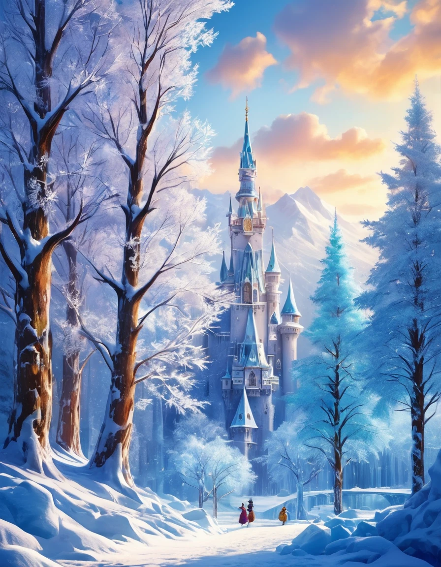 In a breathtaking 8K masterpiece, a majestic snowman stands tall on the frozen shore of an icy lake. Twigs and delicate branches adorn its winter cloak, as if nature's own artwork. The surrounding landscape is meticulously rendered in crystal-clear detail, with intricate patterns of frost and snow-covered trees stretching to the horizon. The snowman's bright blue scarf and carrot nose add pops of color against the serene, high-contrast backdrop, inviting the viewer to step into this very detailed winter wonderland. ImgFixerPre0.3