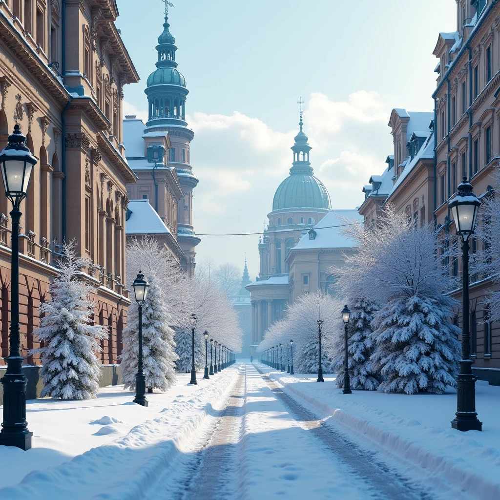 Snow Scenery, Germany, Dresden's snow scenery is famous for its combination of classical architecture and white snowflakes, creating a peaceful and classical beauty, (best quality, masterpiece, photorealistic), very aesthetic, perfect composition, intricate details, ultra-detailed, vivid colors