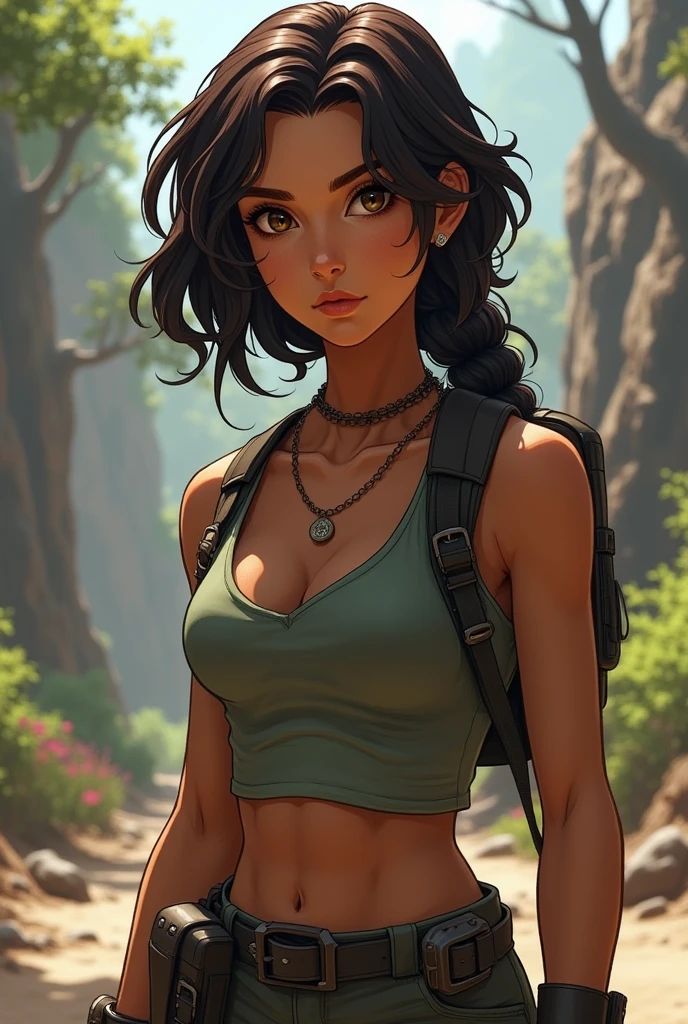 Sasha is a 2 girl, He has an athletic appearance with a height slightly above average. Her hair is dark brown and curly., and her eyes are a deep hazel color. His bearing is energetic and confident.. Sasha is curious and tenacious, with an innate ability to gather information. She is observant and has a great ability to find crucial details.. He is also brave and does not hesitate to face dangers to protect his friends..