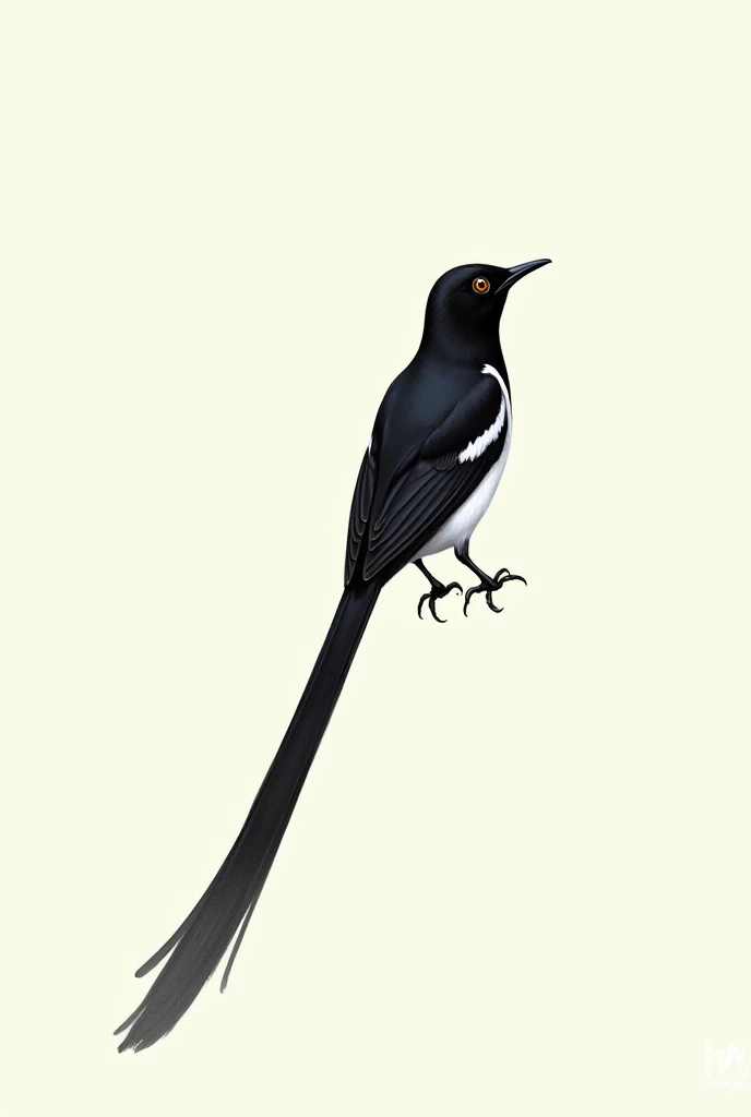 Art tracing Bird of Indonesian magpie robin with long and beautiful tail