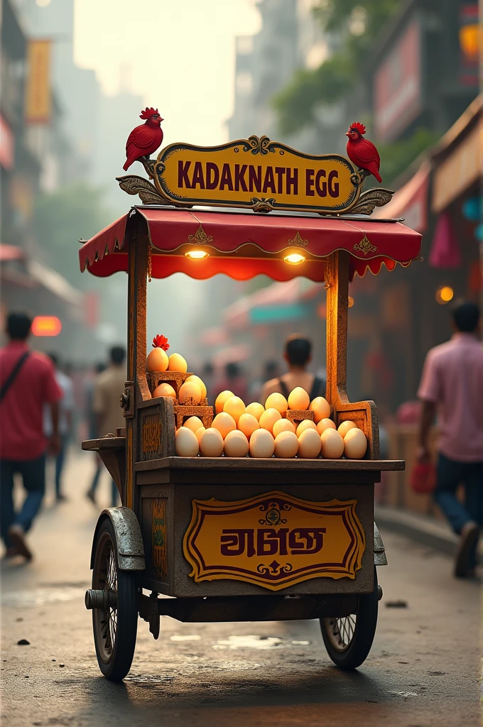 Small food troller with name kadaknath egg