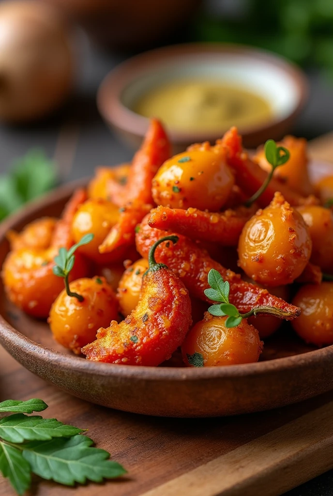Homemade nepali fried pickle of garlic and chilly