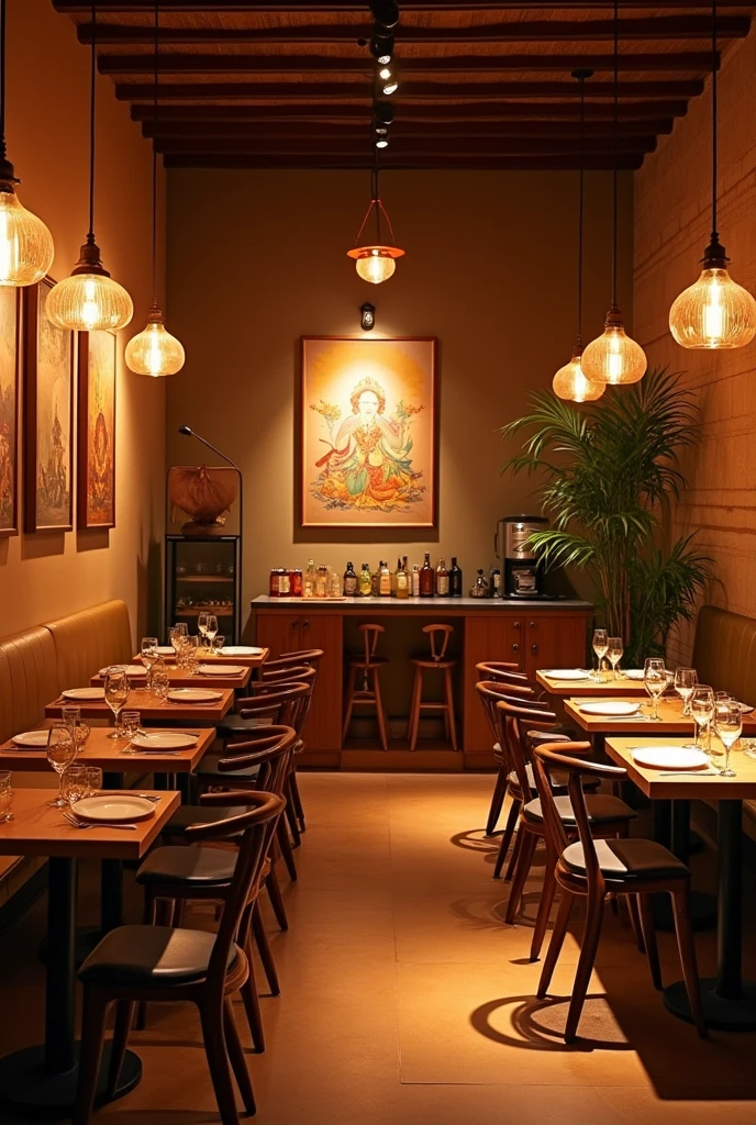 Pls help me create my new restaurant pls i want restaurant that not too big and not too small and i want cozy and cinematic and also Parisian and thai vibe mixed together all but i want to emphasize cozy and cinematic more and also want orange light too! And also make it simple not too rich i also want restaurant that everyone and every generation can get it MAKR IT SIMPLE NOT TOO EXPENSIVE!
