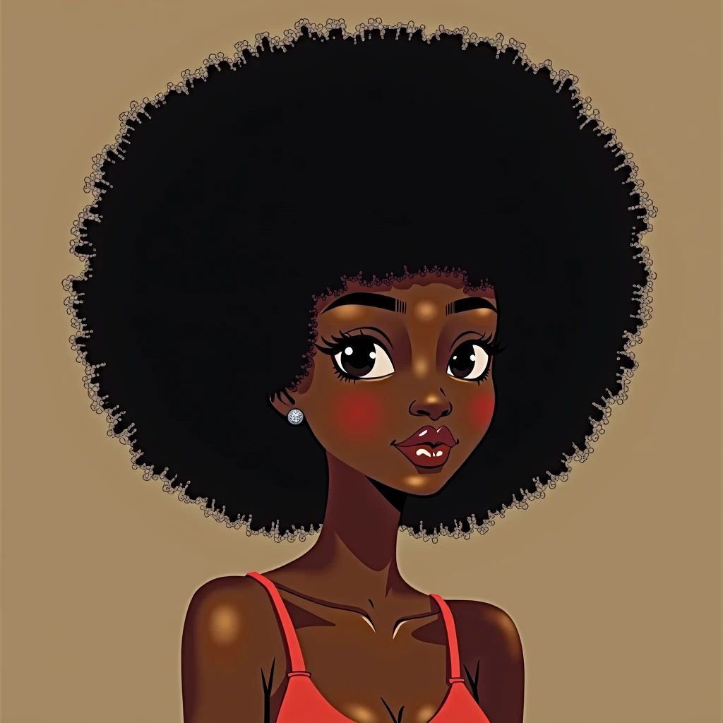 A black brunette girl with afro hair