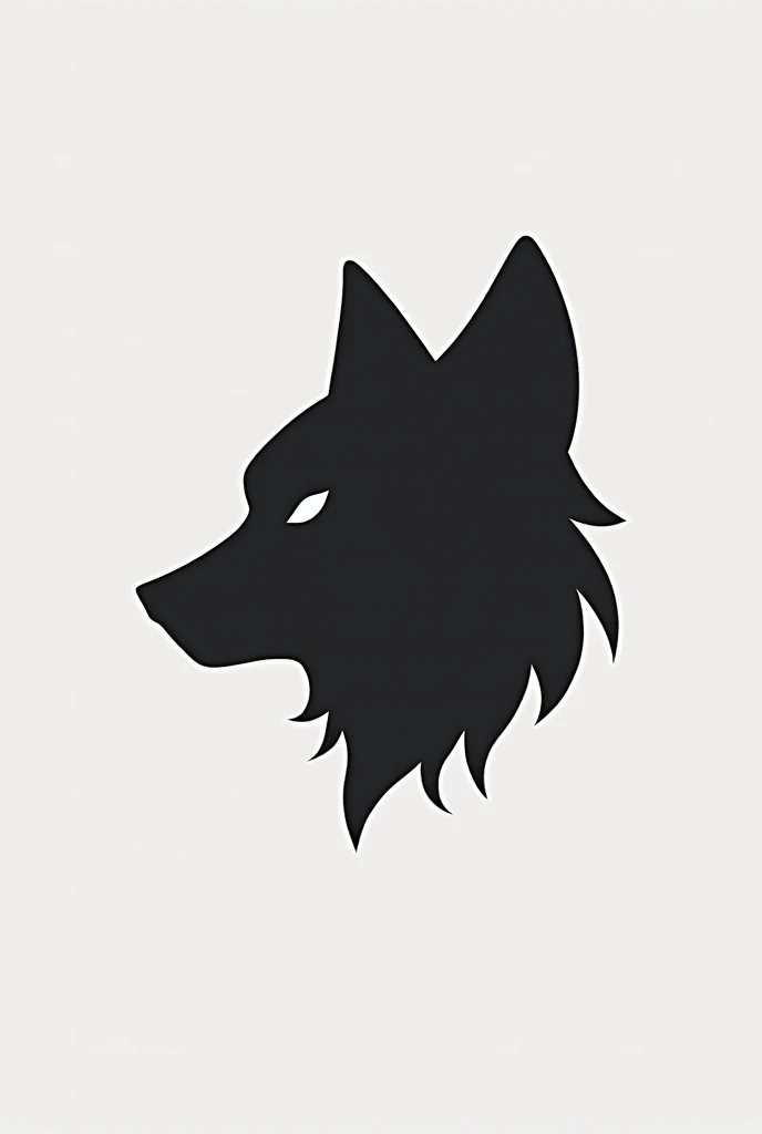 Wolf logo simple white and black  from side 
