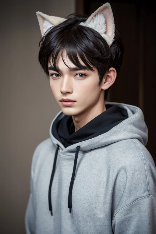 ((best qualityer)), ((work of art)), (detailded), 1 boy, ten mens, furry ears, without human ears, sweatshirt
