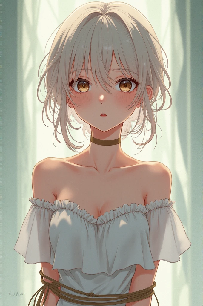 Une fille animé belle attaché à une corde