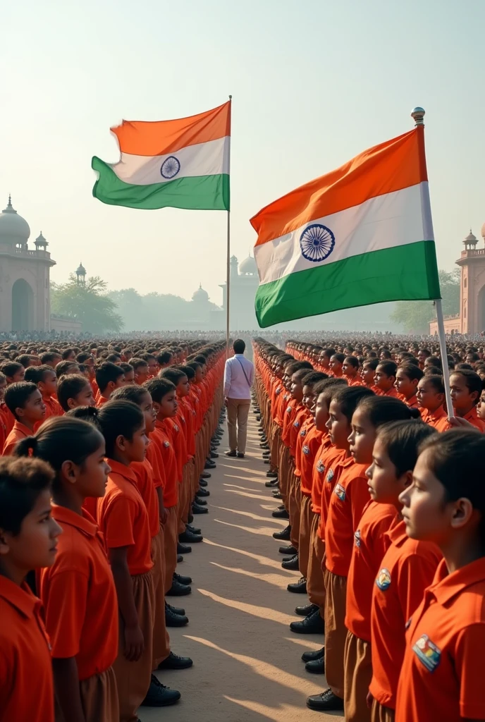 300 children  salute for india Flag 
