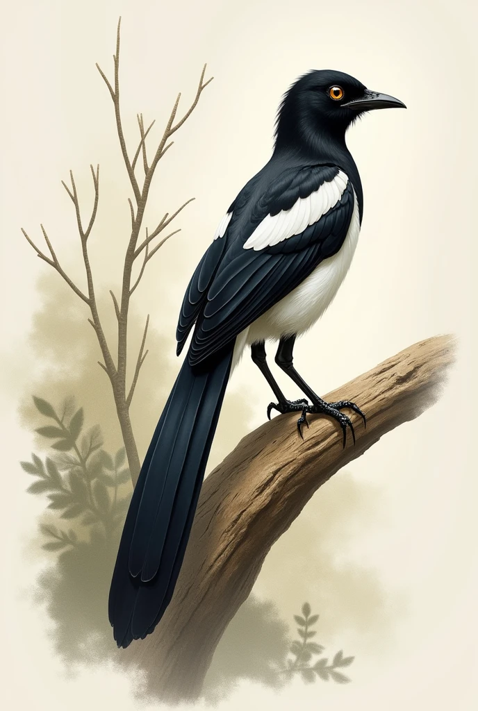 Indonesian stone magpie art with a long tail