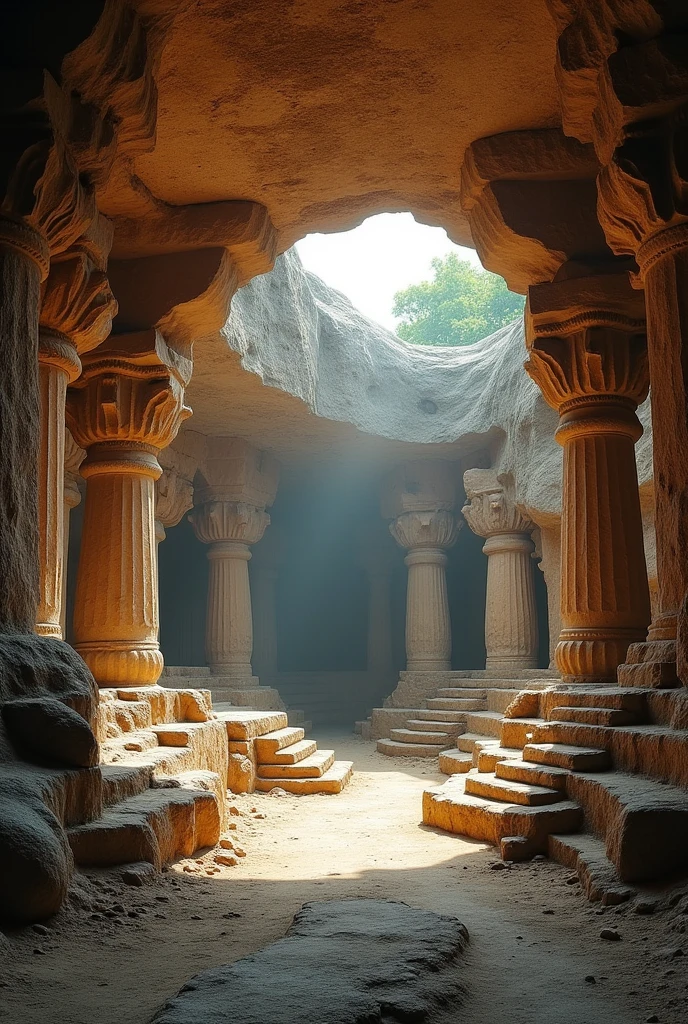 cave from Maharashtra interior no pillars
