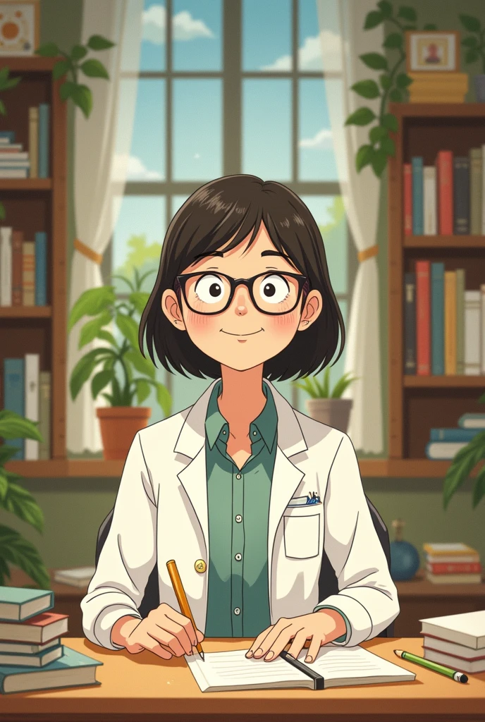 Hello, I want a Studio Ghibli-style animated image of a psychologist 
