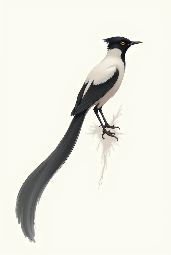 Art tracing Bird of Indonesian magpie robin with long and beautiful tail