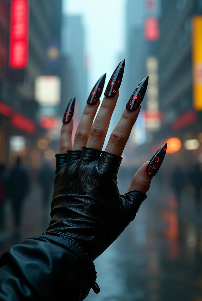 Long cyber punk nails
