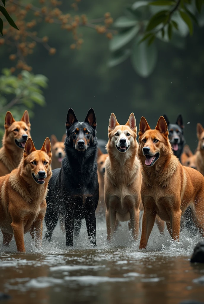 Most hunted Dogs in a group and bath with a bloods