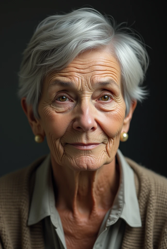 old lady with a beautiful short haircut