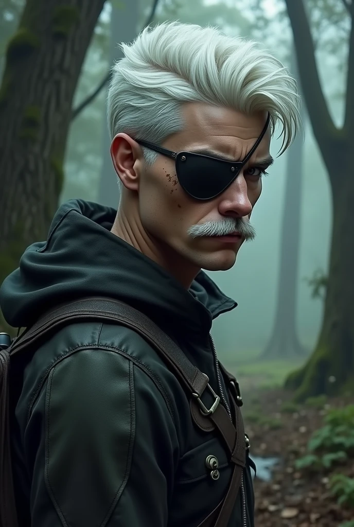 Slade Wilson Eye Patch Young White Hair Scar In A Lost Abandoned Forest Background Profile Photo Mustache Young Man