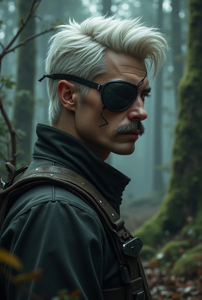 Slade Wilson Eye Patch Young White Hair Scar In A Lost Abandoned Forest Background Profile Photo Mustache Young Man