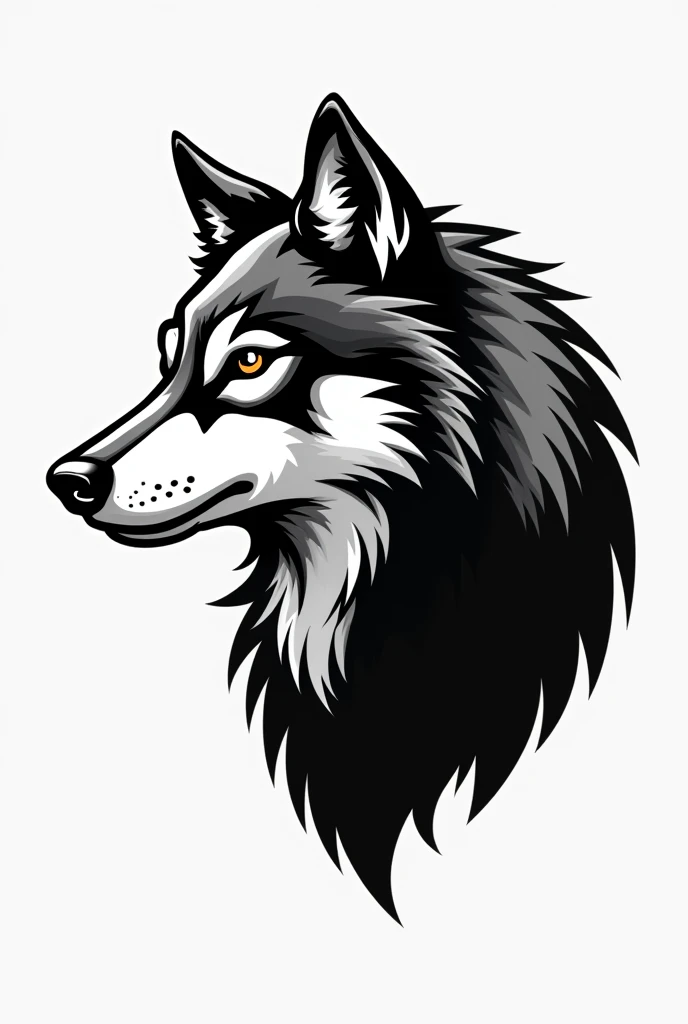 Wolf head logo simple white and black from side