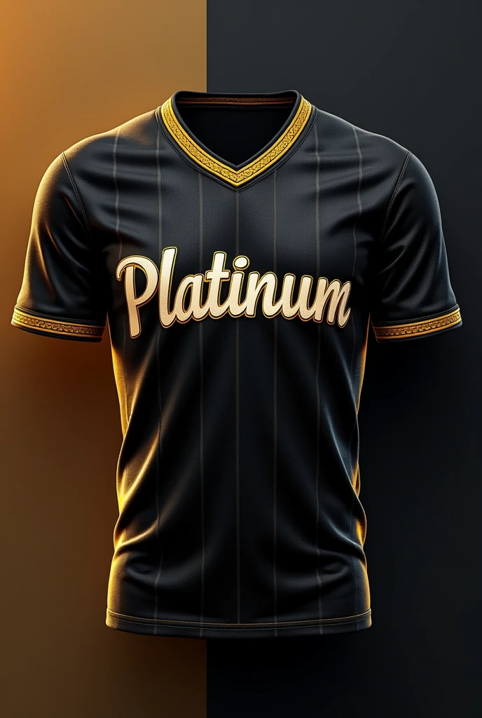 Jersey for a team named "Platinum" in black and gold color giving retro vibe