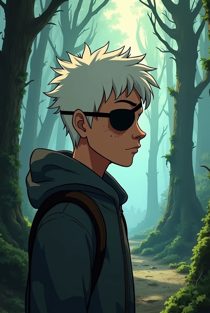 Slade Wilson Eye Patch Young White Hair Scar In A Lost Forest Abandoned Background Profile Photo Mustache Young Man Style Animation