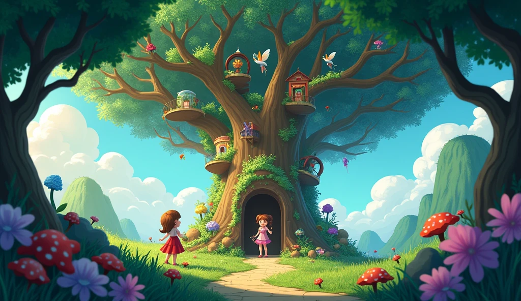Adventure in Magical Tree in girls in 3D animated