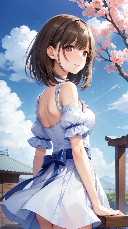 1,000,000.Short brown hair), Staring at us from the front,Beautiful brown hair, Clear brown eyes, A little chubby,Small breasts,Small butt,(((Teasing Smile、Watercolor))),
Best Quality, masterpiece, Ultra-high resolution, 8k,,Spring Sky,((Spring Outfits)), show anime style  , One,  Softline Art , Digital Enhancement, shojo anime touch, shojo manga core, Flowing fabric, close, Soft Drawing,  Ultra High Definition Digital Anime Art , Clear facial depiction, Highly detailed girl manga character art, Ultra-detailed manga style, Best Qualityの色, full body,
(Summer landscape,Cumulonimbus.Gingham check dress)