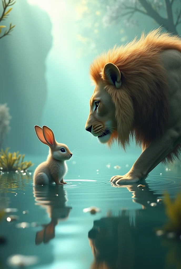 Rabbit and loin and water
