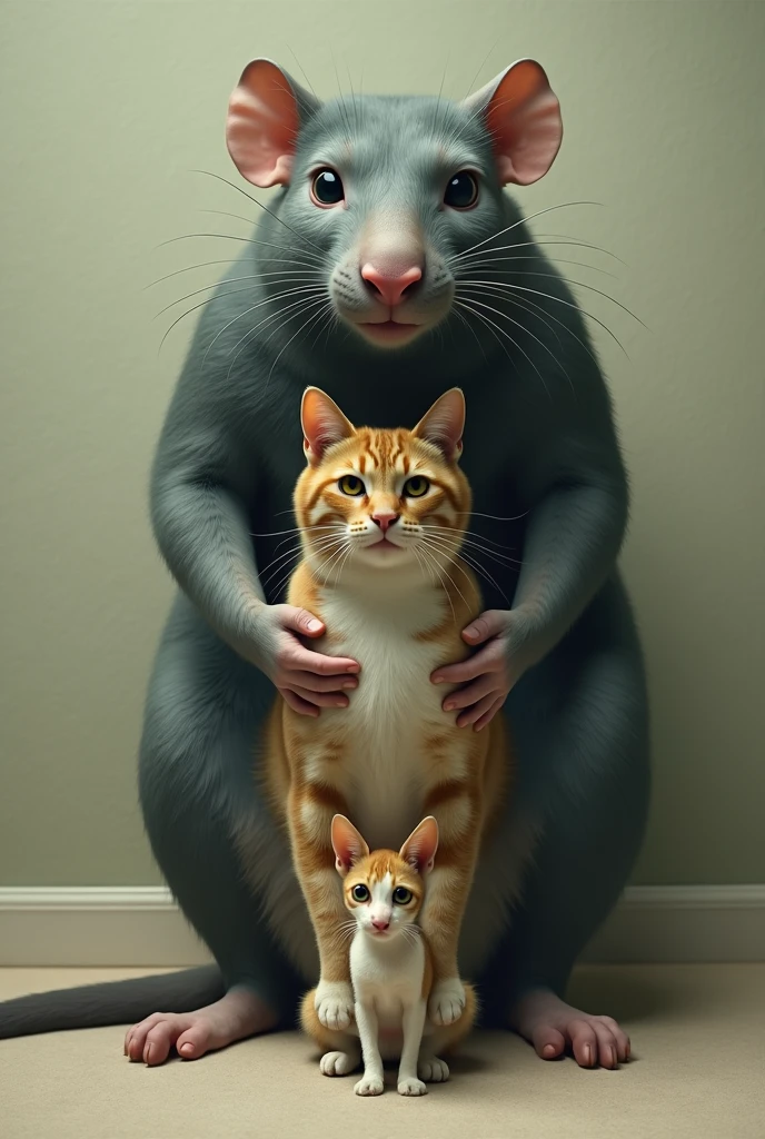 The rat is bigger than the cat and the cat is bigger than the dog 