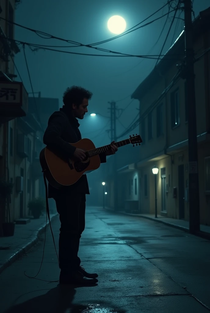 serenade street night drunk guitar moon 
