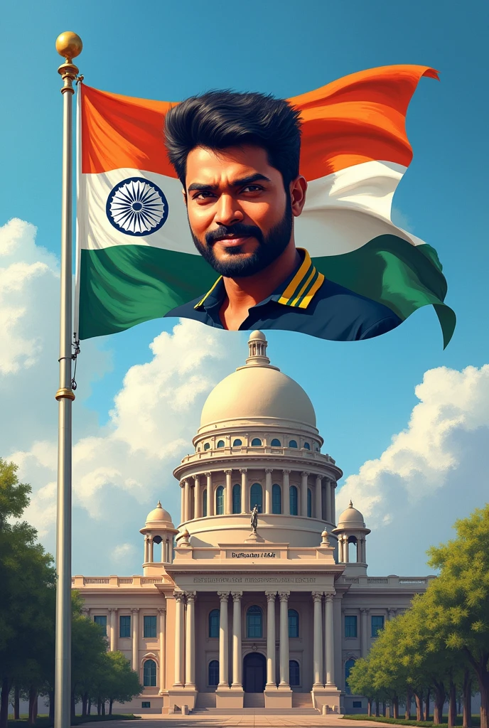 TVK falg which is South Indian actor vijay released that is on the top of the tamilnadu parliament house 