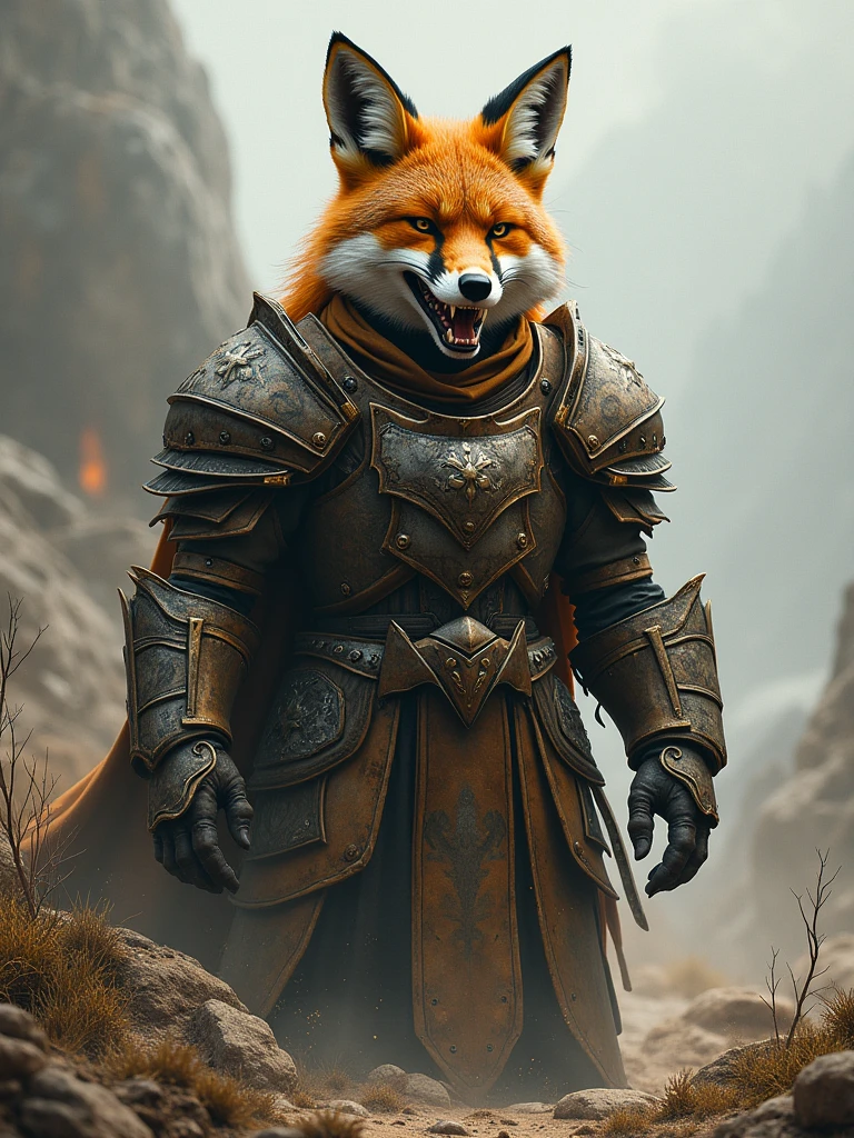 a fox wearing armor like a soldier