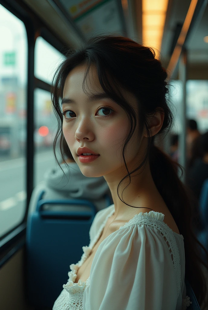 Beautiful girl in a bus