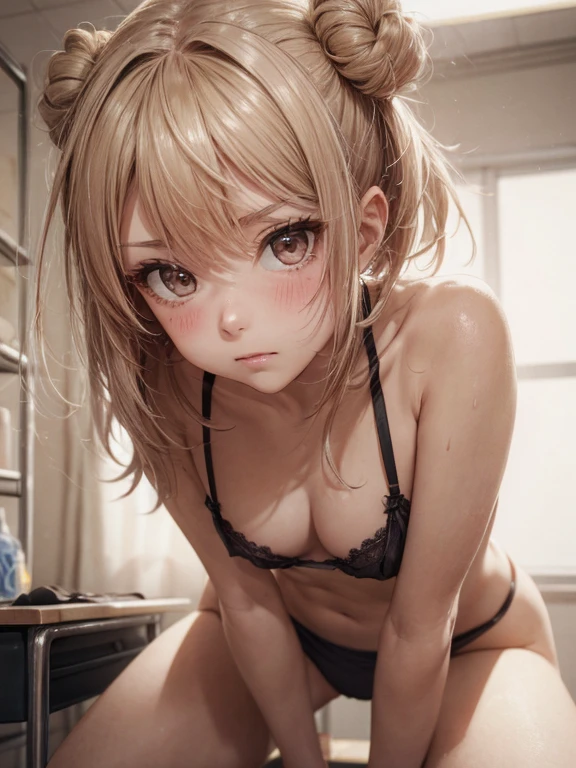 wear mask,perfect anatomy,michishio,lovelive!,anime nose,angry, medical room,lift bra,sit on chair,from front,(((masterpiece))), (((Portraiture))), Kujou Sara, Diffuse Light, Dynamic Shadows, Sharp focus, Genuineistic, detailed, High resolution, Absurd, White Background, very good, photoGenuineistic, Genuine, mascara, blush, Sleeveless, like々New Look, vein,naked breast,{{{small breast}}},{{{small nipples}}}